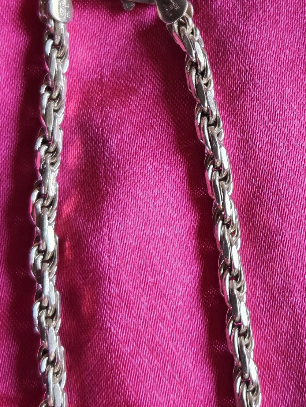 Italian 925 Sterling Rope Chain Necklace - Silver 16 Inches